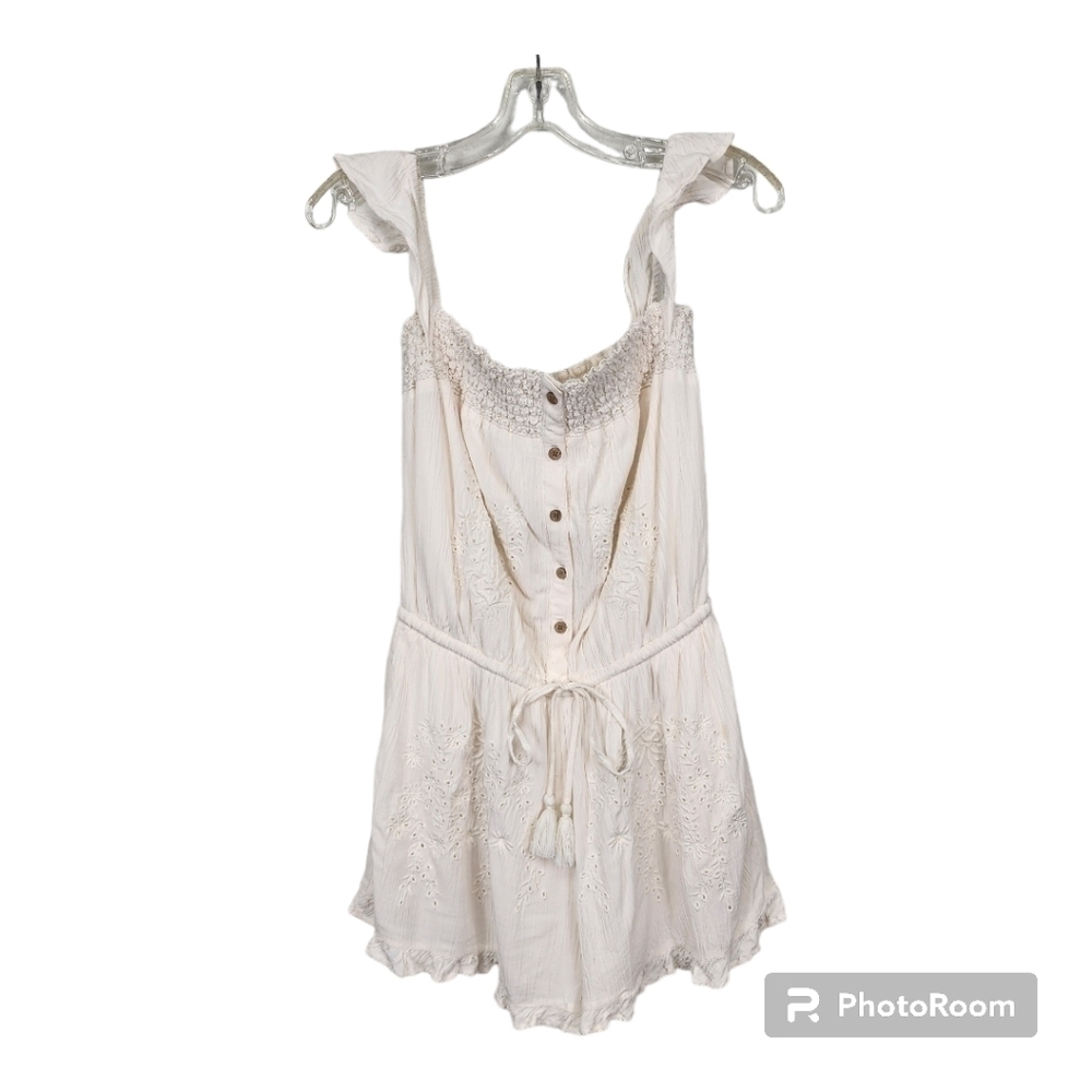 American Eagle Outfitters Cream Bohemian Gauze Romper Size M